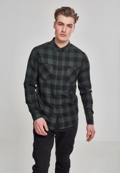 Urban Classics Hemd Checked Flanell Shirt Black/Forest