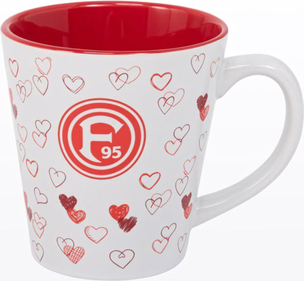 Fortuna Düsseldorf Tasse Herz Fußball Rot/Weiß