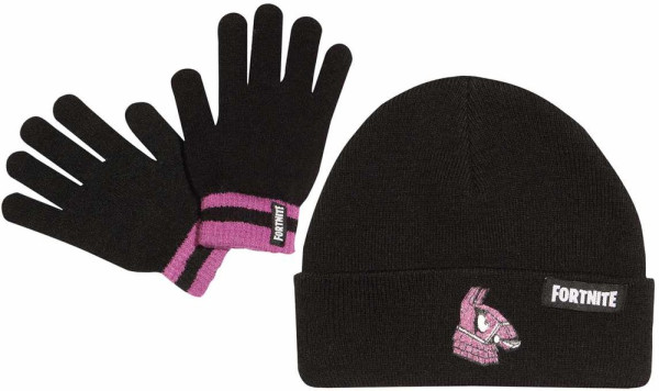 Fortnite - Llama (Kids Beanie and Gloves Set) Jungen Kinder Mütze Black