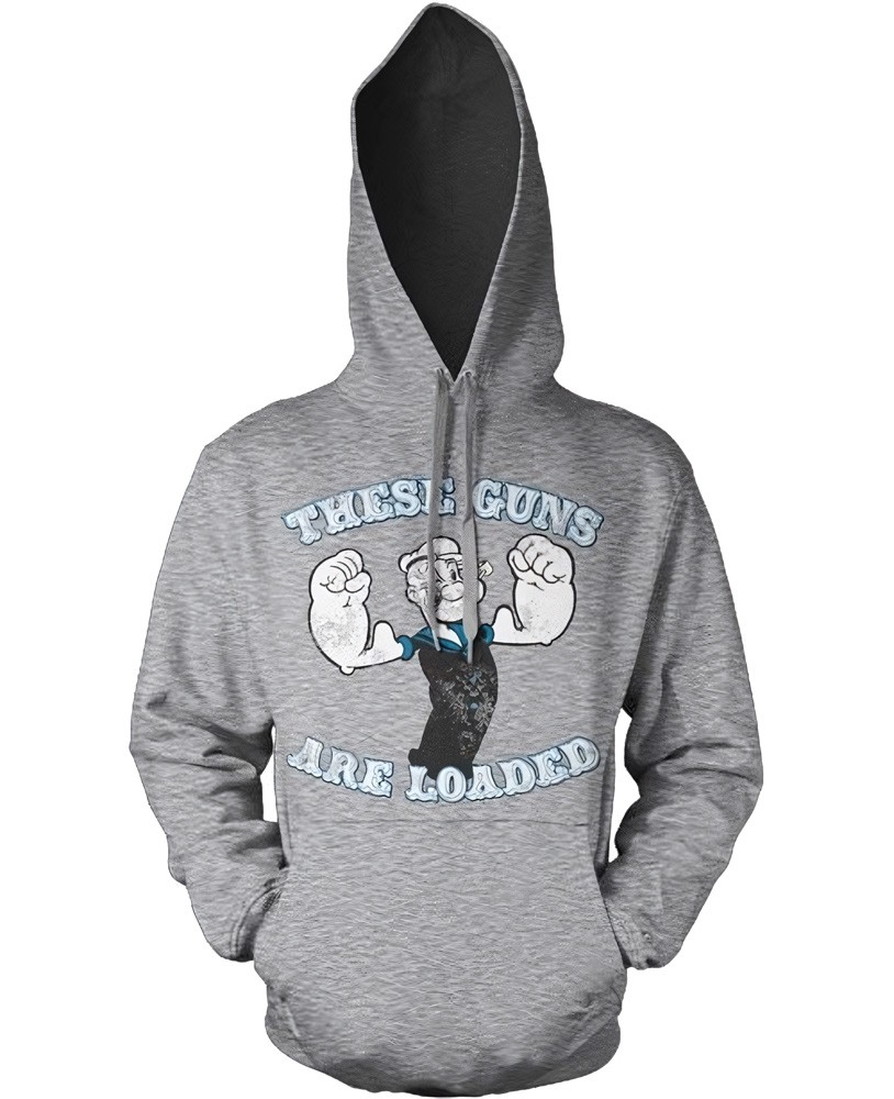 Popeye These Guns Are Loaded Hoodie Heather-Grau - Herren / Unisex