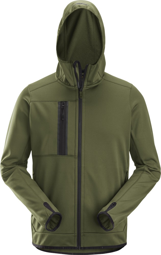 Snickers Fleecejacke AllroundWork, Fleece Kapuzenjacke mit Reißverschluss Khaki/Grün - Herren / Unisex