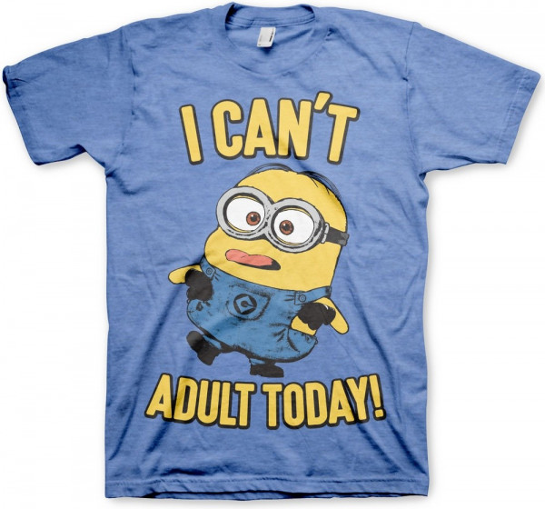 Minions I Can't Adult Today T-Shirt Blue-Heather