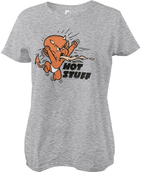 Hot Stuff Retro Girly Tee Damen T-Shirt Heathergrey