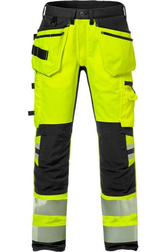 Fristads High Vis Handwerker Stretch-Hose Kl. 2 2707 PLU Warnschutz-Gelb/Schwarz - Herren / Unisex