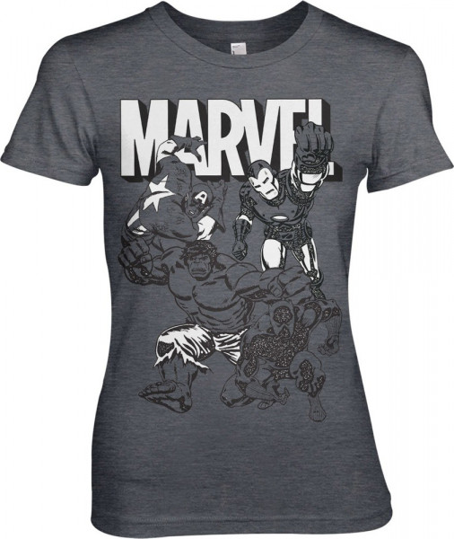 Marvel Characters Girly Tee Damen T-Shirt Dark-Heather