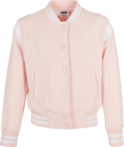 Urban Classics Mädchen Jacke Girls Inset College Sweat Jacket Pink/White