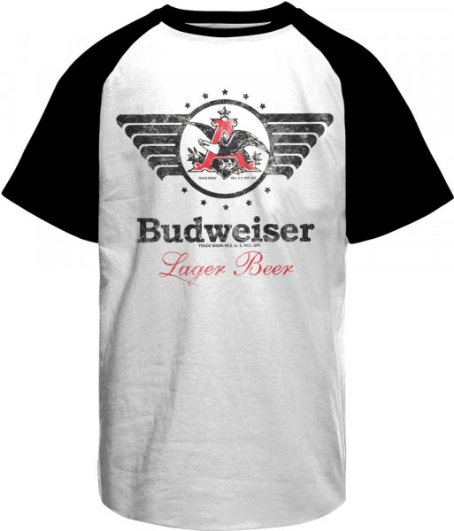 Budweiser Vintage Eagle Baseball T-Shirt White-Black