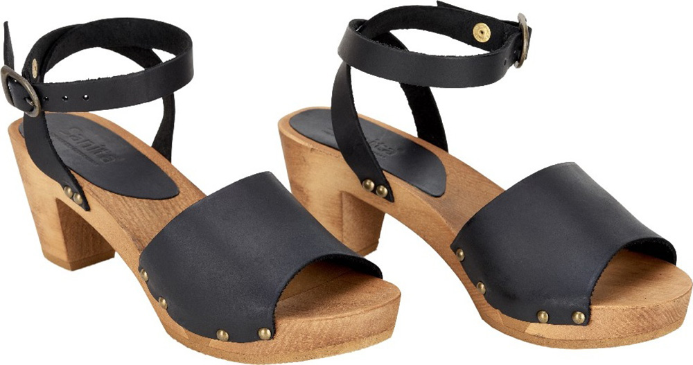 Sanita Clogs Damen Sandalen Wood Yara Square Flex Sandal Black