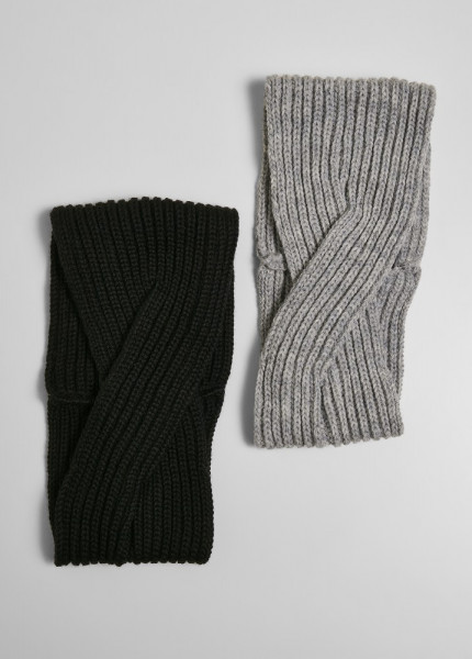 Urban Classics Knitted Headband 2-Pack Black/Grey