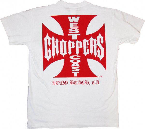 WCC West Coast Choppers T-Shirt Iron Cross Red Logo White