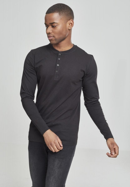 Urban Classics Longsleeve Basic Henley L/S Tee Black