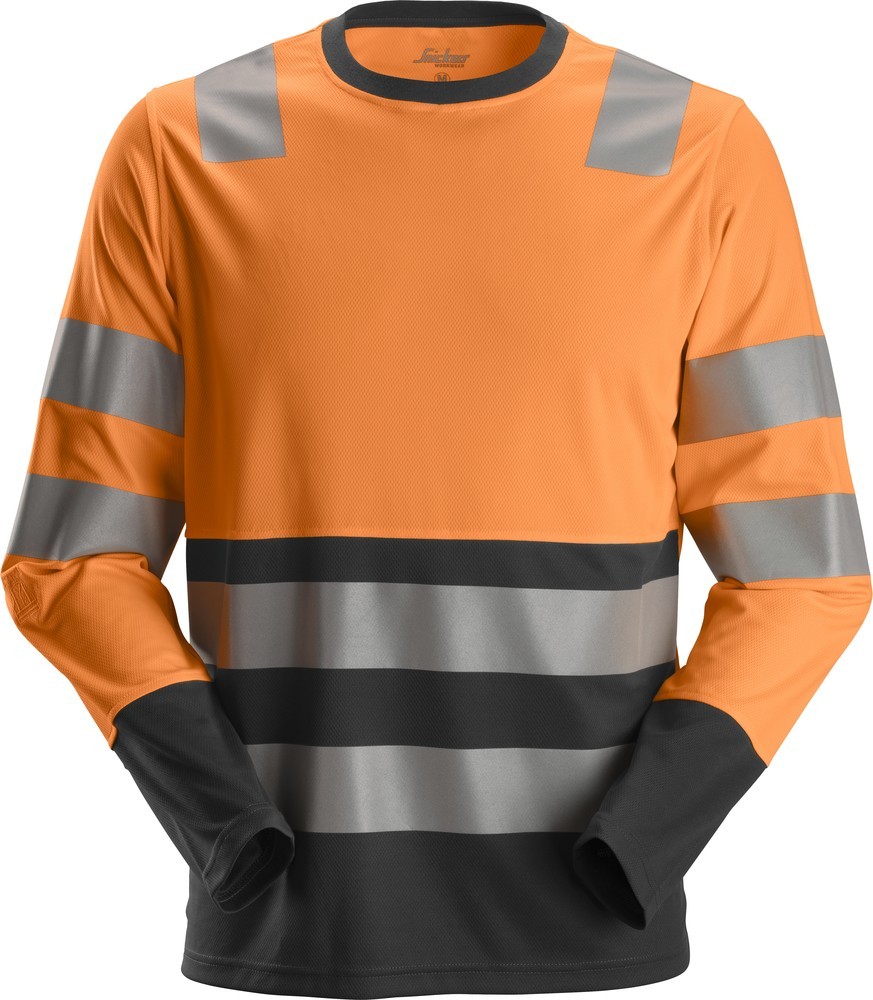 Snickers Longsleeve AllroundWork High-Vis Arbeitshemd, Kl. 2 High-Vis Orange/Schwarz - Herren / Unisex