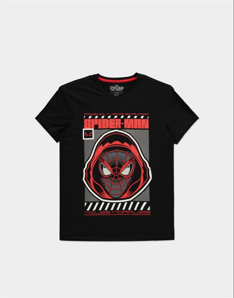 Spider Man Miles Morales Miles Hood T Shirt Black T Shirts Tops Filme Serien Fanartikel kustom kult
