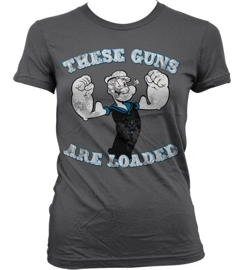Popeye These Guns Are Loaded Girly T-Shirt Damen Dark-Grey