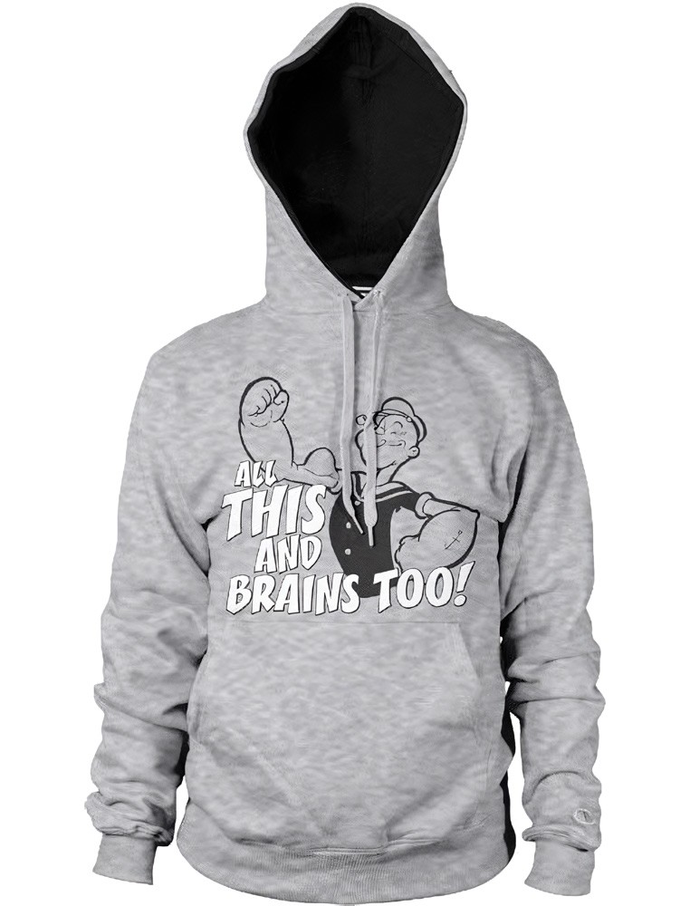 Popeye All This And Brains Too Hoodie Heather-Grau - Herren / Unisex