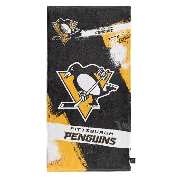 Pittsburgh Penguins Strandtuch Spray Eishockey Schwarz