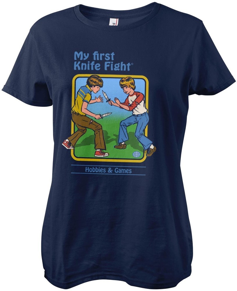 Steven Rhodes My First Knife Fight Girly Tee Damen T-Shirt Blau - Damen