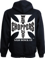 WCC West Coast Choppers Hoodie Iron Cross Light Cotton Zipper Schwarz