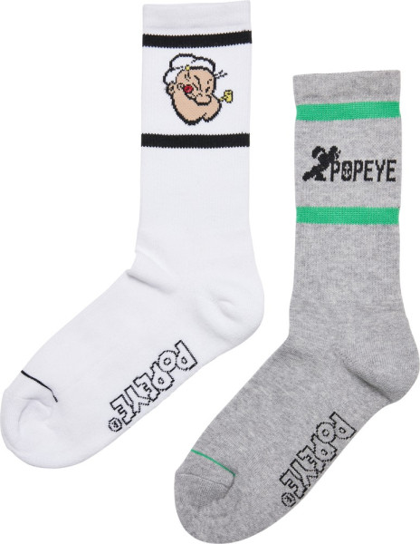 Merchcode Socken Popeye Socks 2-Pack Heathergrey/White