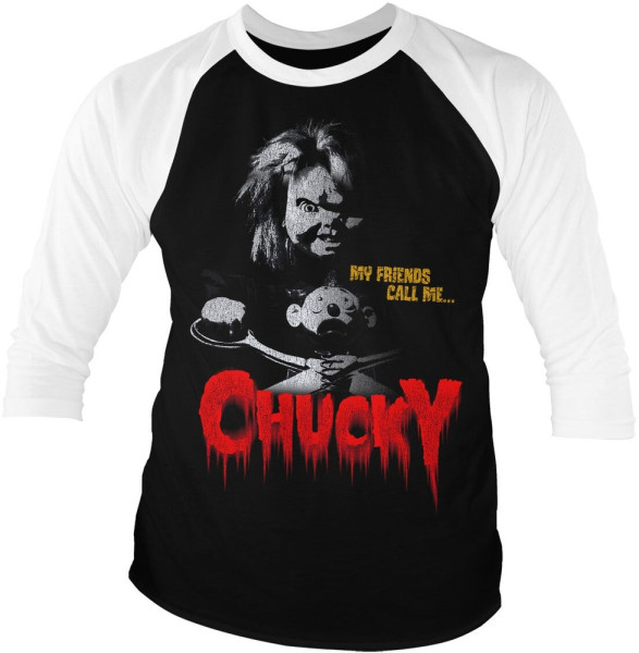 Chucky Call Me Chucky Baseball 3/4 Sleeve Tee Longsleeve White-Black