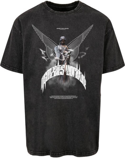 MJ Gonzales T-Shirt Higher Than Heaven White V.1 Acid Washed Heavy Oversize Tee Black
