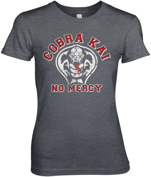 Cobra Kai No Mercy Girly Tee Damen T-Shirt Dark-Heather