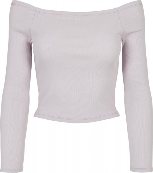 Urban Classics Damen Ladies Off Shoulder Rib Longsleeve Softlilac