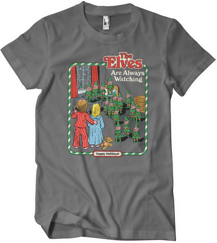 Steven Rhodes The Elves Are Watching T-Shirt Darkgrey - Herren / Unisex