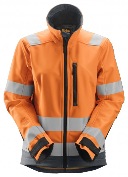 Snickers Damen AllroundWork Hi-Vis Softshell Arbeitsjacke, Kl. 2/3, EN 20471 HV-Orange-Stahlgrau