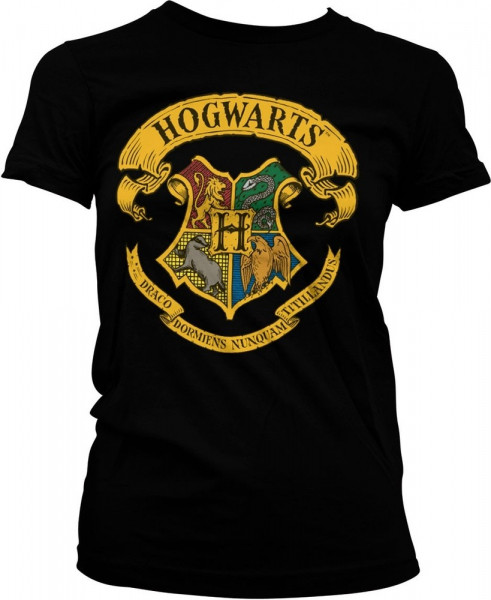 Harry Potter Hogwarts Crest Girly Tee Damen T-Shirt Black