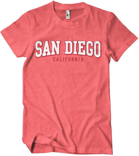San Diego California T-Shirt Red-Heather