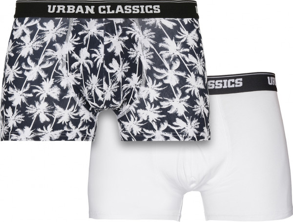 Urban Classics Unterhose Men Boxer Shorts Double Pack Palm Aop+White