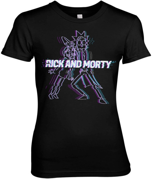 Rick And Morty Glitch Girly Tee Damen T-Shirt Black