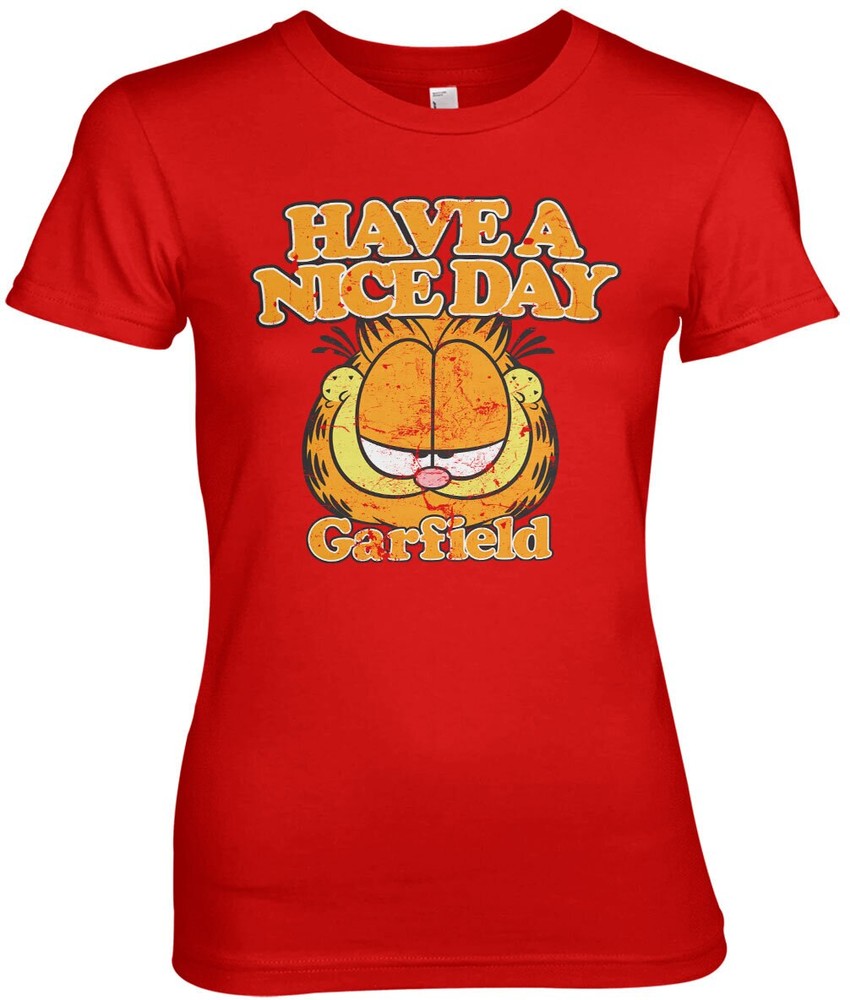Garfield Have A Nice Day Girly Tee Damen T-Shirt Rot - Damen