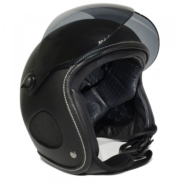 Bores Helm SRM Slight 2 Finale Jethelm mit Visier u. Leder Innenfutter Matt Schwarz