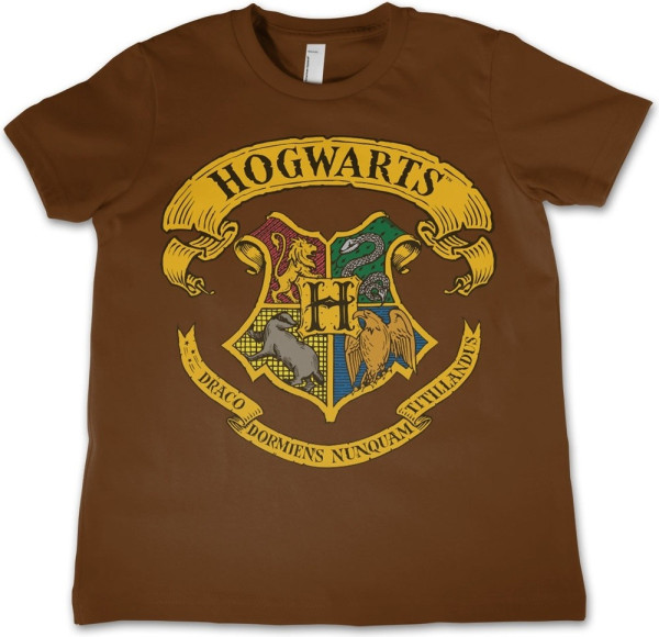 Harry Potter Hogwarts Crest Kids T-Shirt Kinder Brown