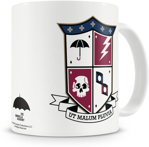 Umbrella Academy Ut Malum Pluva Shield Coffee Mug White