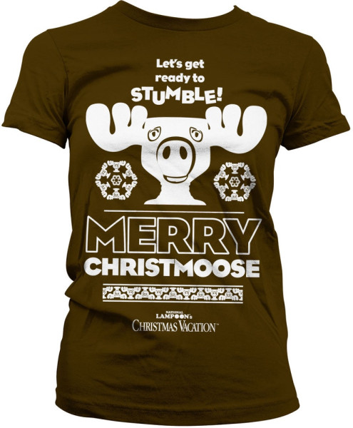 National Lampoon's Christmas Vacation Merry Christmoose Girly Tee Damen T-Shirt Brown