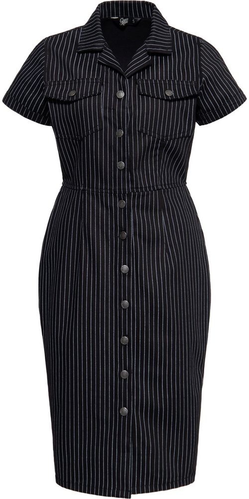 Queen Kerosin Damen Pinstripe Retro Pencil Kleid QKU46001 - Damen