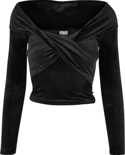Urban Classics Damen Ladies Velvet Rib Crossed Off Shoulder Longsleeve
