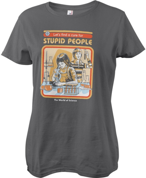 Steven Rhodes Cure For Stupid People Girly Tee Damen T-Shirt Darkgrey