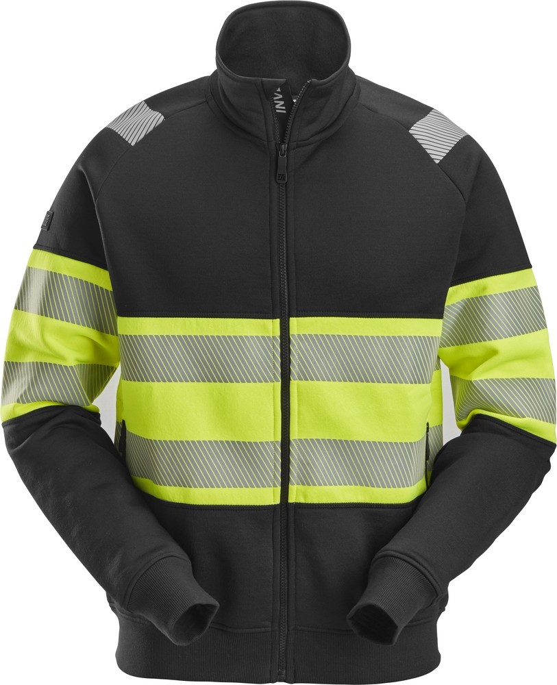 Snickers Warnschutz T-Shirt High-Vis, Reißverschlussjacke, Kl. 1 Schwarz/High-Vis Gelb - Herren / Unisex