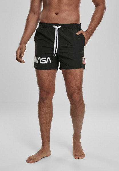 Mister Tee Swim Shorts NASA Worm Logo Swim Shorts Black
