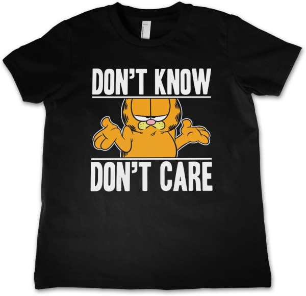 Garfield Don't Know Don't Care Kids T-Shirt Kinder Black