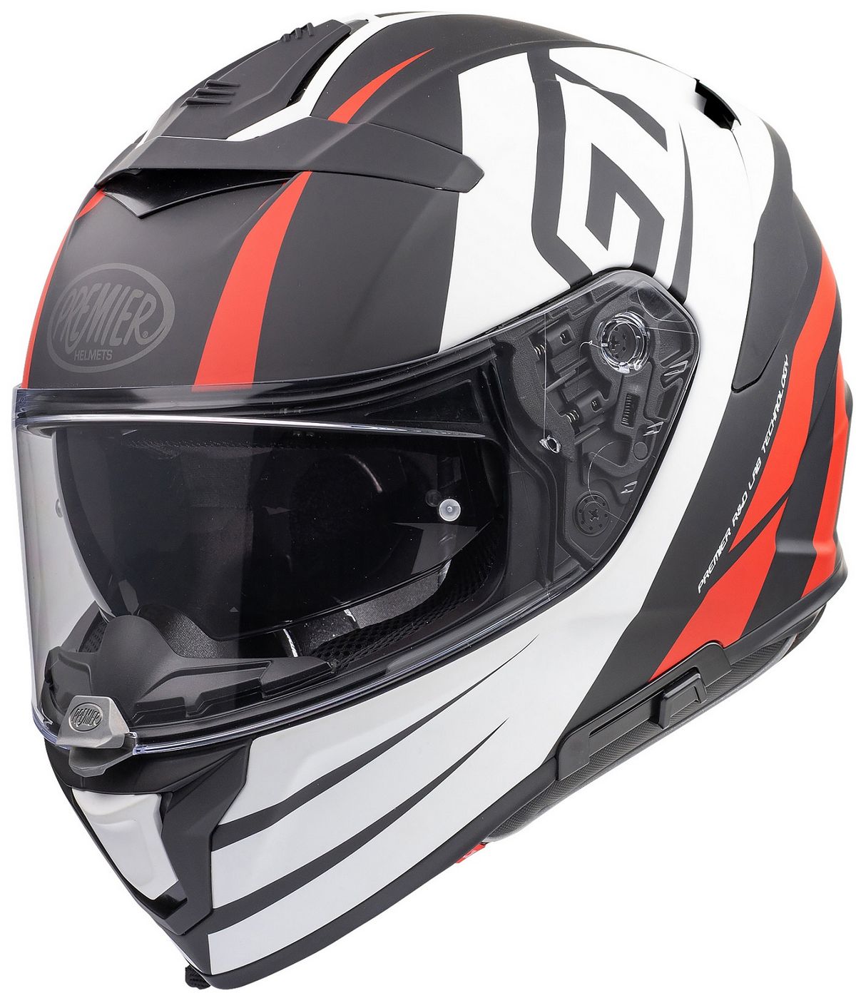 Premier Integralhelm Devil GT92 BM Schwarz/Weiß/Rot Matt - Herren / Unisex