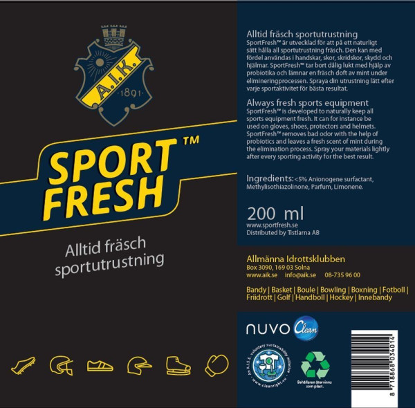 Nuvo Clean Nuvo Sport Fresh Equipment AIK SP2014804