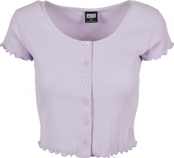 Urban Classics Damen Ladies Cropped Button Up Rib Tee Lilac
