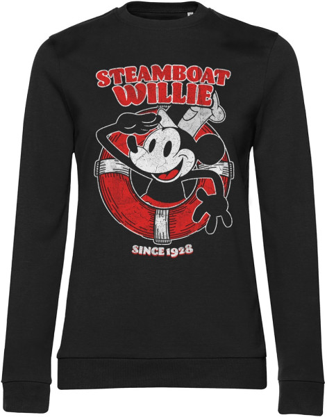 Hybris Damen Sweatshirt Steamboat Willie Since 1928 Girly Sweatshirt HY-53-SBW002-H61-12