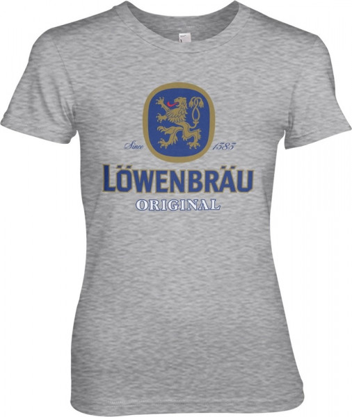 Löwenbräu Original Logo Girly Tee Damen T-Shirt Heather-Grey