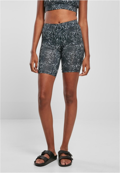 Urban Classics Damen Ladies Tie Dye High Waist Cycle Shorts Black/White